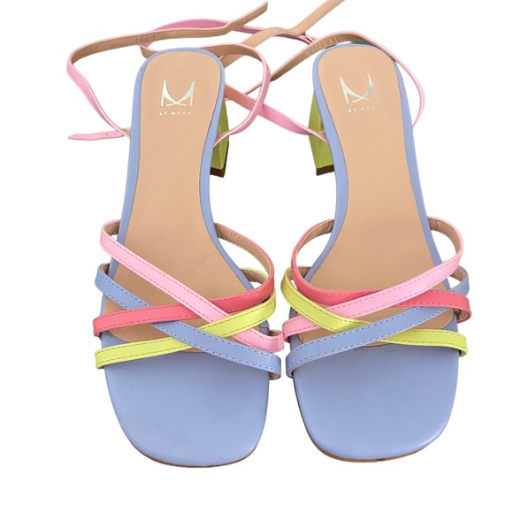 Pastel Rainbow criss cross leather Sandals. Moda in Pelle from England. - Picture 13 of 14
